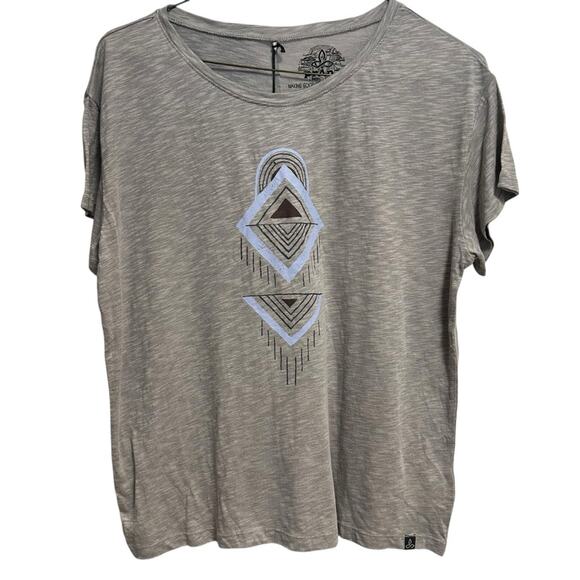 NWT Prana Light Gray Chez Tee aztec tribal oversized med - Picture 6 of 9